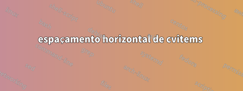espaçamento horizontal de cvitems