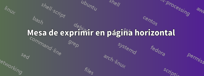 Mesa de exprimir en página horizontal
