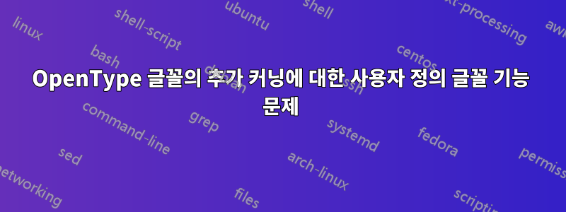 OpenType 글꼴의 추가 커닝에 대한 사용자 정의 글꼴 기능 문제