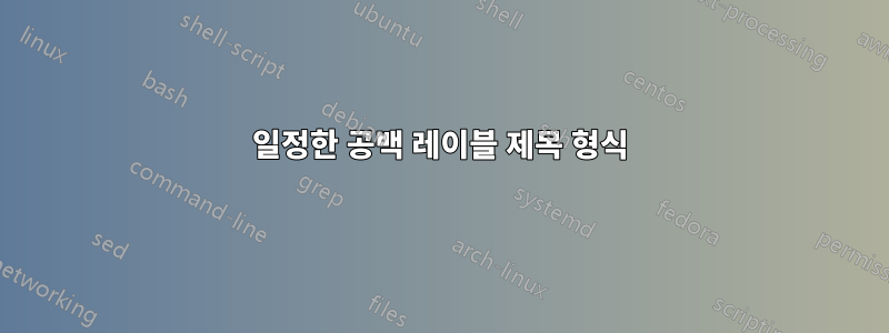 일정한 공백 레이블 제목 형식