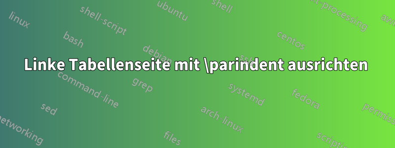 Linke Tabellenseite mit \parindent ausrichten