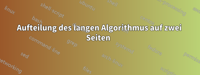 Aufteilung des langen Algorithmus auf zwei Seiten 