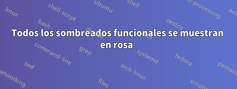 Todos los sombreados funcionales se muestran en rosa 