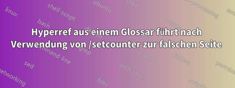 Hyperref aus einem Glossar führt nach Verwendung von /setcounter zur falschen Seite