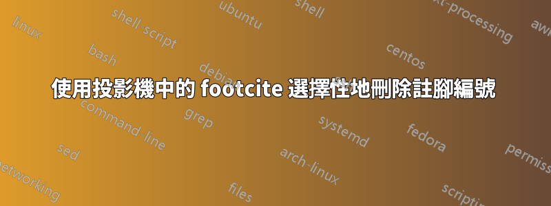 使用投影機中的 footcite 選擇性地刪除註腳編號