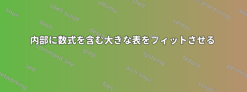 内部に数式を含む大きな表をフィットさせる