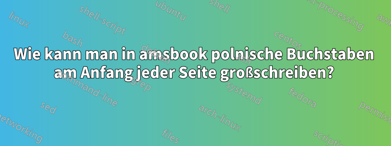 Wie kann man in amsbook polnische Buchstaben am Anfang jeder Seite großschreiben?