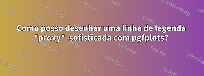 Como posso desenhar uma linha de legenda "proxy" sofisticada com pgfplots?