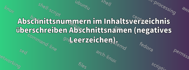 Abschnittsnummern im Inhaltsverzeichnis überschreiben Abschnittsnamen (negatives Leerzeichen).