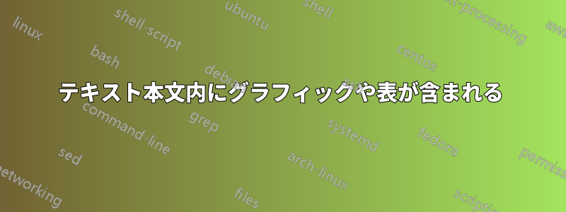 テキスト本文内にグラフィックや表が含まれる