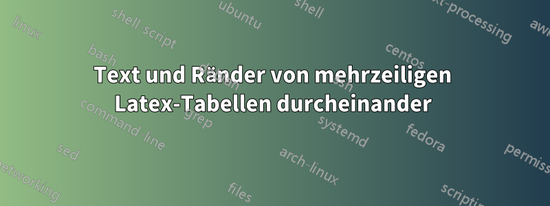 Text und Ränder von mehrzeiligen Latex-Tabellen durcheinander