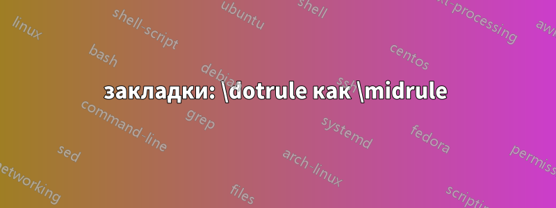 закладки: \dotrule как \midrule