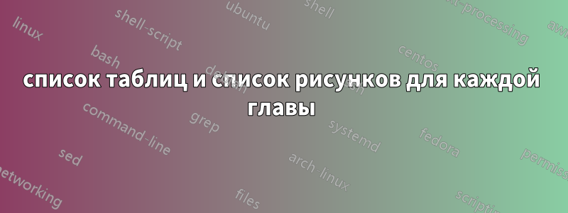 список таблиц и список рисунков для каждой главы