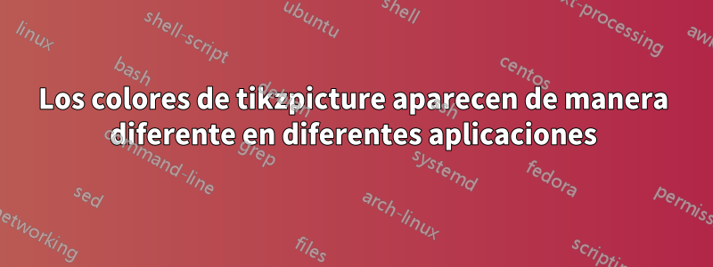 Los colores de tikzpicture aparecen de manera diferente en diferentes aplicaciones