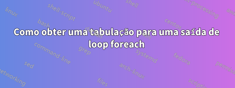 Como obter uma tabulação para uma saída de loop foreach