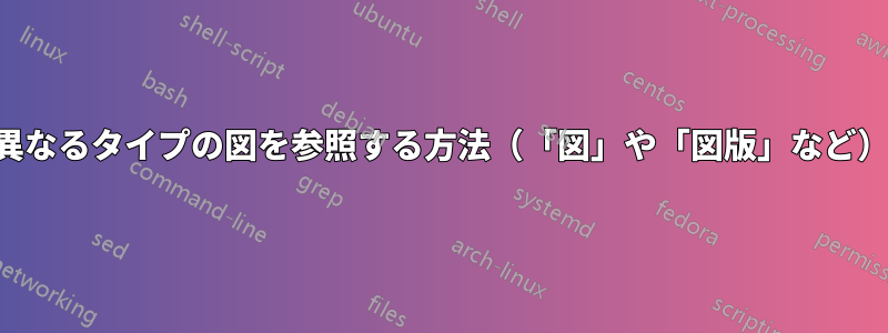 異なるタイプの図を参照する方法（「図」や「図版」など）