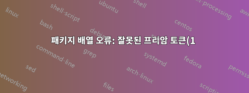 패키지 배열 오류: 잘못된 프리암 토큰(1): `c'가 사용되었습니다. } - 파일을 실행하는 동안 이 오류가 발견되었습니다.