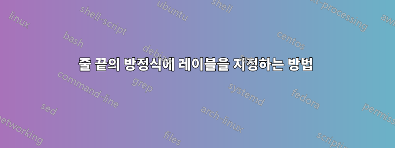 줄 끝의 방정식에 레이블을 지정하는 방법