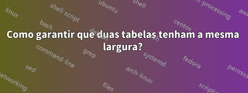 Como garantir que duas tabelas tenham a mesma largura?