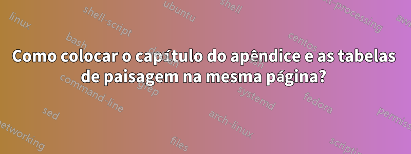 Como colocar o capítulo do apêndice e as tabelas de paisagem na mesma página?