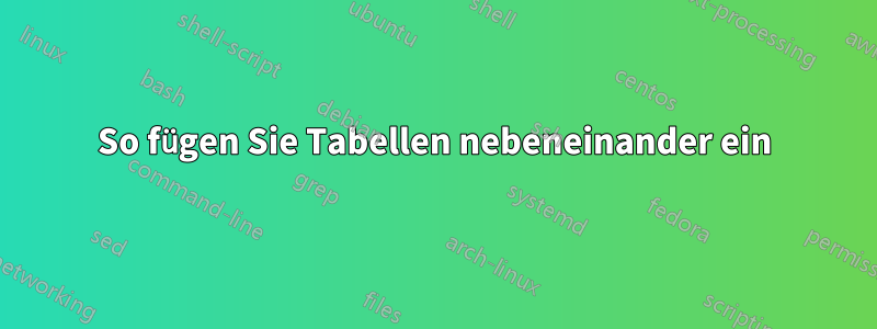 So fügen Sie Tabellen nebeneinander ein