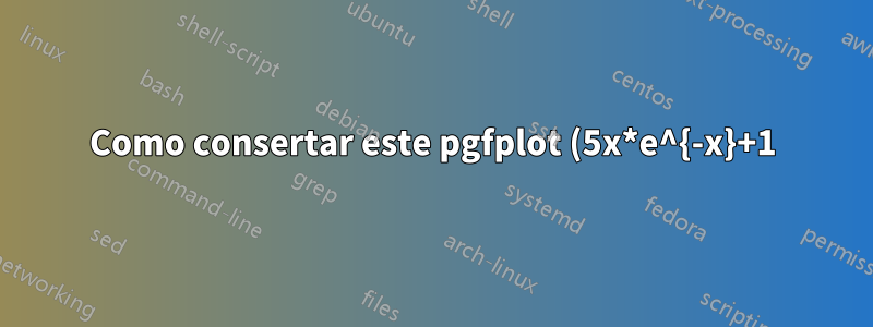 Como consertar este pgfplot (5x*e^{-x}+1)?