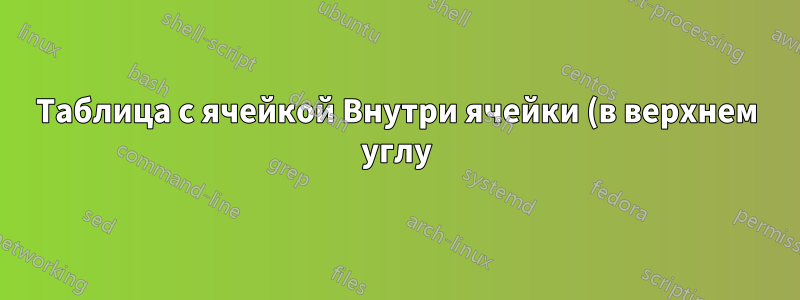 Таблица с ячейкой Внутри ячейки (в верхнем углу) и боковыми аннотациями