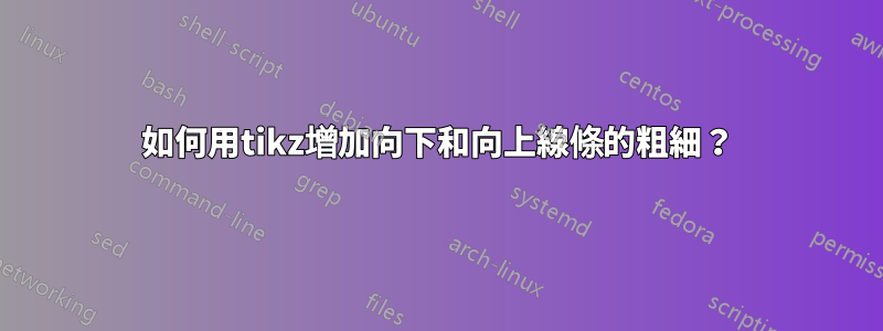 如何用tikz增加向下和向上線條的粗細？