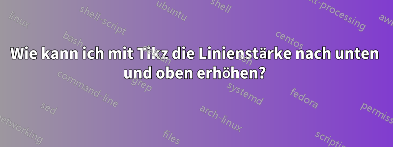 Wie kann ich mit Tikz die Linienstärke nach unten und oben erhöhen?