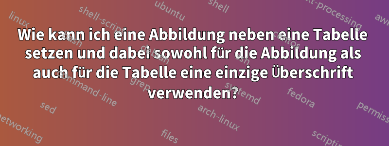 Wie kann ich eine Abbildung neben eine Tabelle setzen und dabei sowohl für die Abbildung als auch für die Tabelle eine einzige Überschrift verwenden?