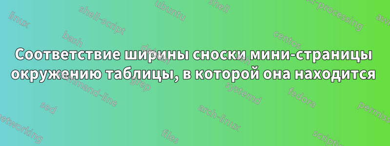 Соответствие ширины сноски мини-страницы окружению таблицы, в которой она находится