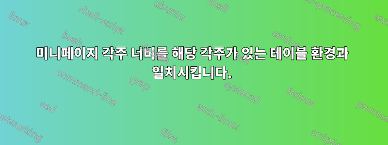 미니페이지 각주 너비를 해당 각주가 있는 테이블 환경과 일치시킵니다.