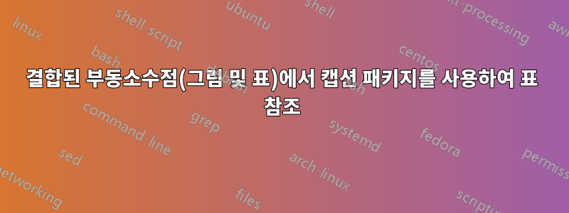 결합된 부동소수점(그림 및 표)에서 캡션 패키지를 사용하여 표 참조