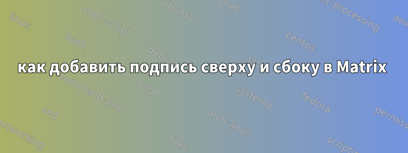 как добавить подпись сверху и сбоку в Matrix