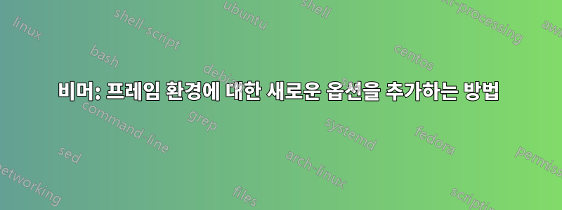 비머: 프레임 환경에 대한 새로운 옵션을 추가하는 방법