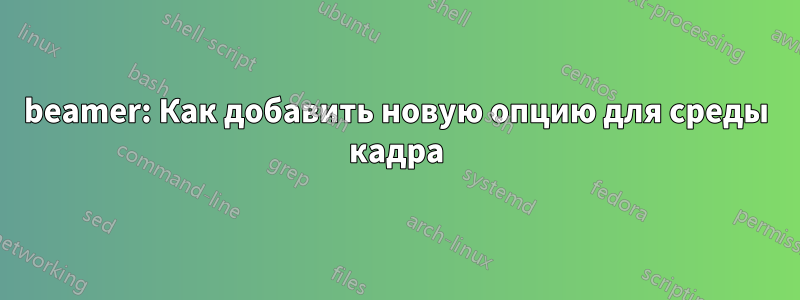 beamer: Как добавить новую опцию для среды кадра