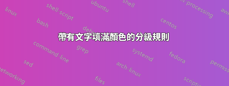 帶有文字填滿顏色的分級規則