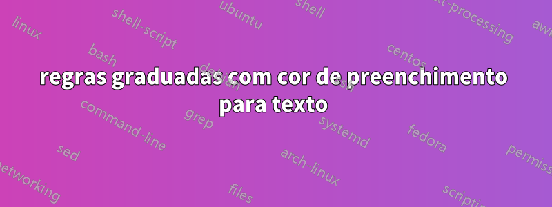 regras graduadas com cor de preenchimento para texto