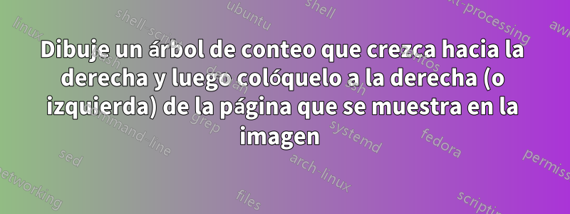 Dibuje un árbol de conteo que crezca hacia la derecha y luego colóquelo a la derecha (o izquierda) de la página que se muestra en la imagen 