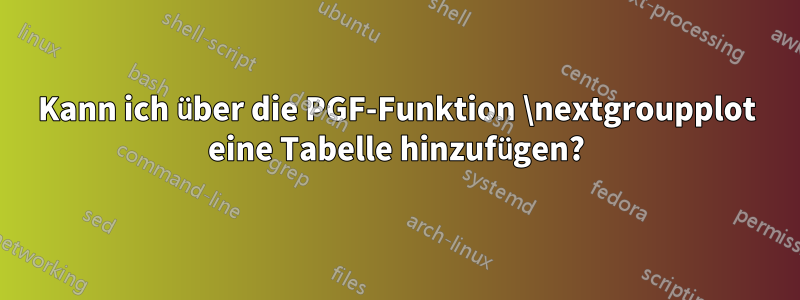 Kann ich über die PGF-Funktion \nextgroupplot eine Tabelle hinzufügen?
