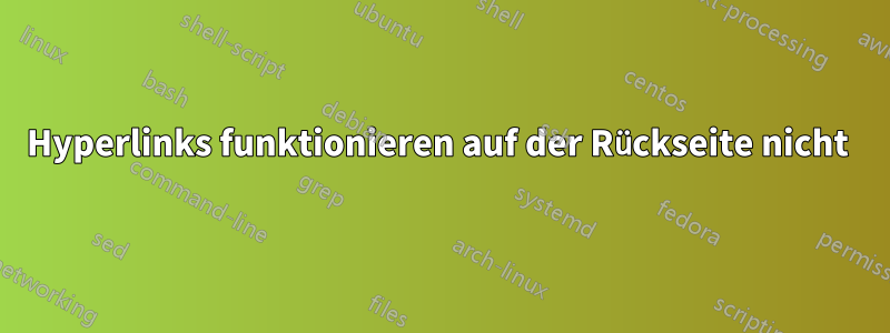 Hyperlinks funktionieren auf der Rückseite nicht 