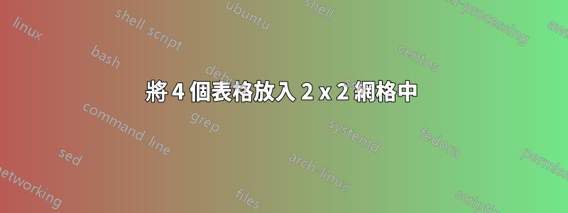 將 4 個表格放入 2 x 2 網格中