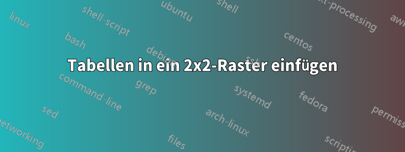4 Tabellen in ein 2x2-Raster einfügen
