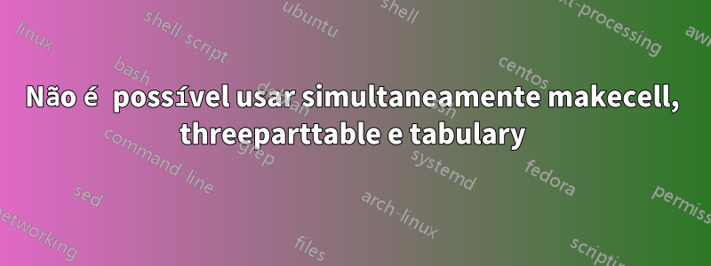 Não é possível usar simultaneamente makecell, threeparttable e tabulary