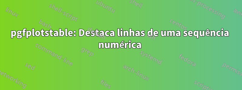 pgfplotstable: Destaca linhas de uma sequência numérica