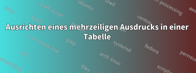 Ausrichten eines mehrzeiligen Ausdrucks in einer Tabelle