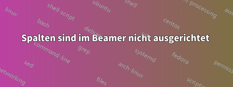 Spalten sind im Beamer nicht ausgerichtet