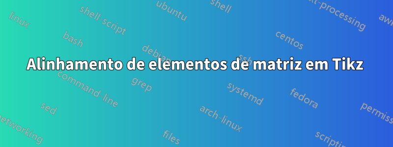 Alinhamento de elementos de matriz em Tikz