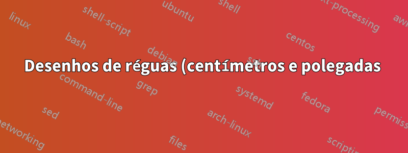 Desenhos de réguas (centímetros e polegadas) aparecem misteriosamente em cabeçalhos e rodapés