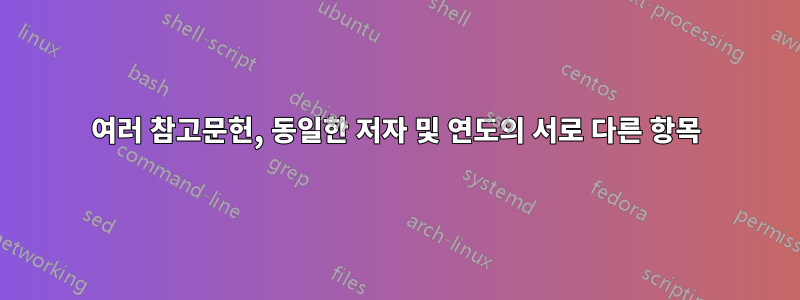 여러 참고문헌, 동일한 저자 및 연도의 서로 다른 항목